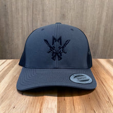 Load image into Gallery viewer, Black &amp; Grey snap back hat
