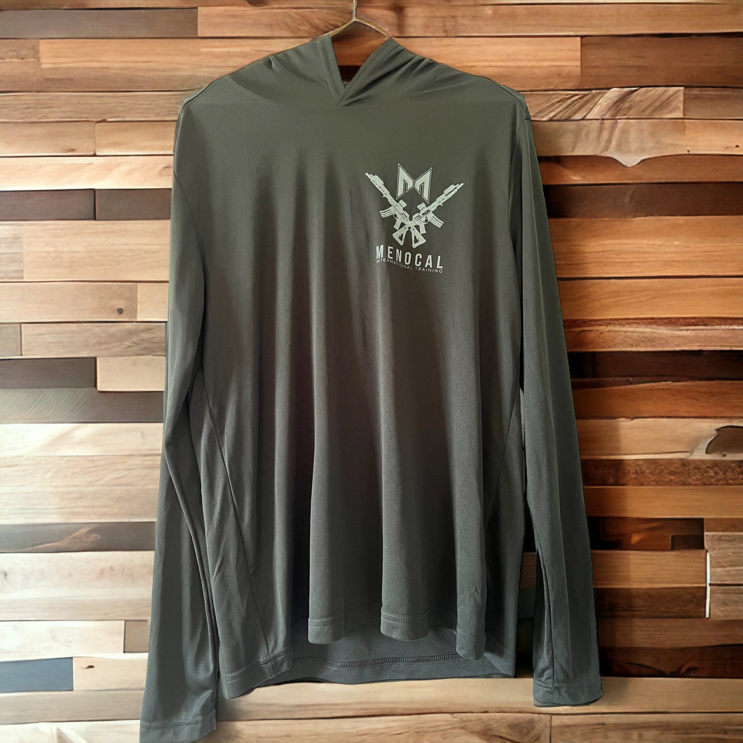 Dry Fit  HoodieT-Shirt - Long Sleeve Black/Gray logo