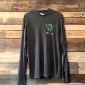 Dry Fit  HoodieT-Shirt - Long Sleeve Black/ Green logo